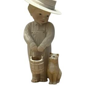 Lenox Little Amish Boy with Cat Figurine